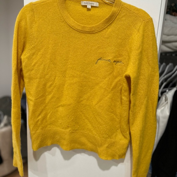 Favorite Daughter Cashmere Crewneck Yellow Sweater - Picture 3 of 8